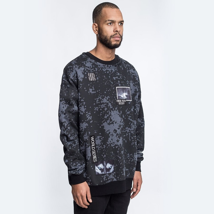 Bluza męska Cayler and Sons BL oversized crewneck Series black camo / grey