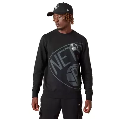 New Era Bluza męska Washed Graphic NBA Brooklyn Nets black