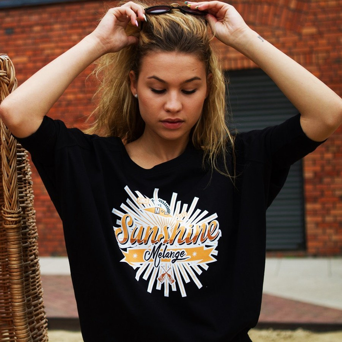 Melanżowe Akcesoria Tekstylne koszulka damska WMNS Oversize Tee Sunshine Melange black