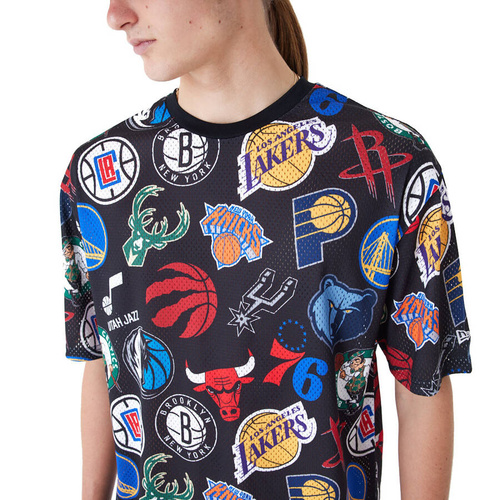 New Era t-shirt NBA All Over Print Oversized Mesh black