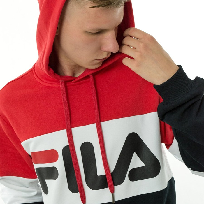 Bluza męska FILA hoody Night Blocked true red / black / bright white (687001-A089)