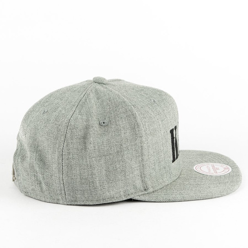 Melanżowe Akcesoria Tekstylne x Mitchell and Ness snapback KATO Script grey heather / black
