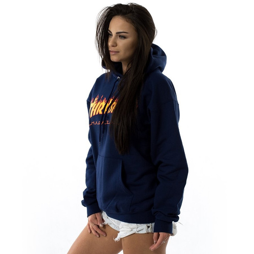 Thrasher sweatshirt hoody Flame Logo navy