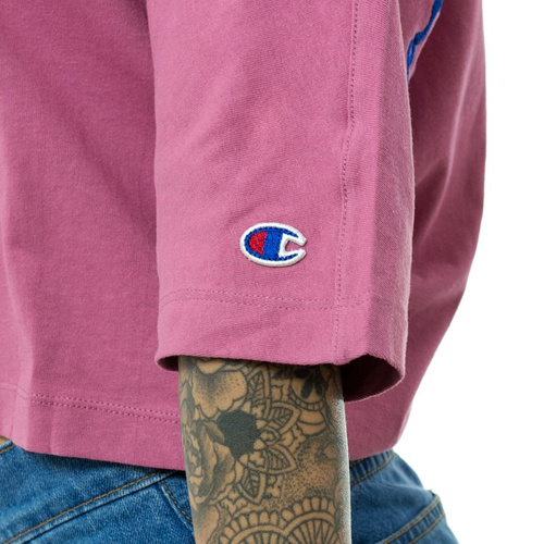 Koszulka damska Champion Reverse Weave Cropped Triple Script Logo Back t-shirt pink (112196-PS123)