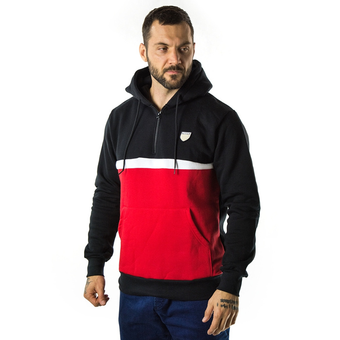 Bluza męska z kapturem Prosto Klasyk half-zip hoodie Halftone red