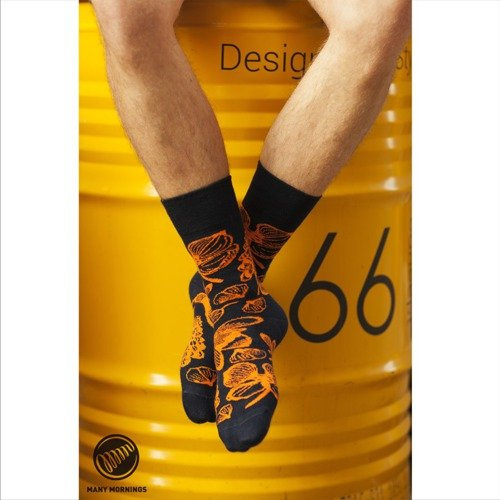 Skarpety Many Mornings socks Dark Flower Sketch black / brown