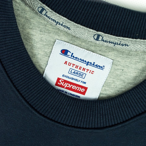 Supreme x Champion sweatshirt crewneck Stay In School navy