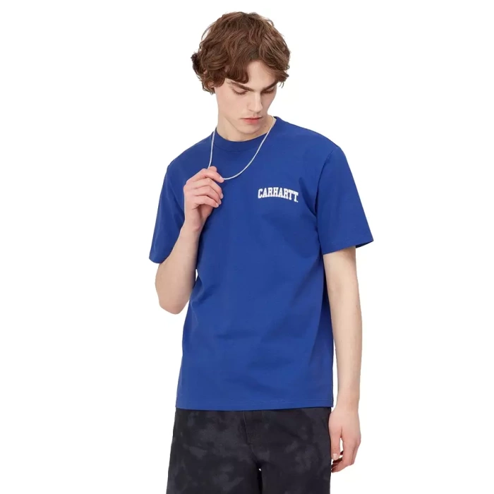 Carhartt WIP t-shirt University Script lazurite / white
