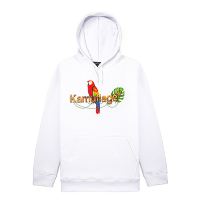 Kamuflage* bluza męska z kapturem Hoodie Papuga white