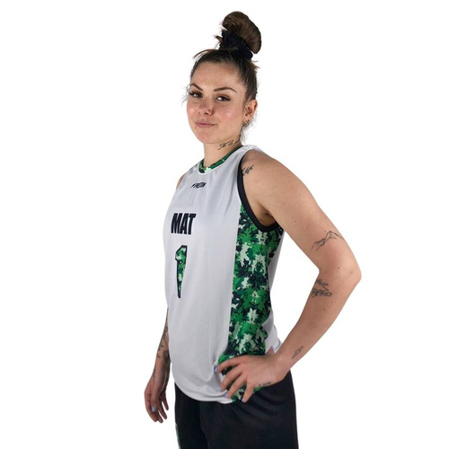Proton x Melanżowe Akcesoria Tekstylne x MAT Wear dwustronny damski komplet koszykarski Bottle Camo white / black / camo