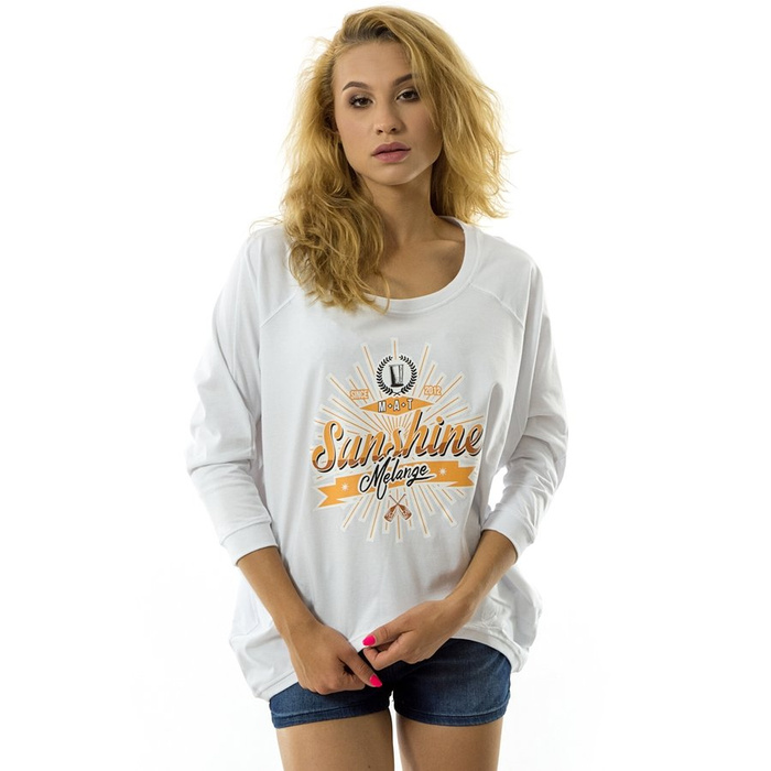 Melanżowe Akcesoria Tekstylne WMNS Oversize Tee Sunshine Melange white