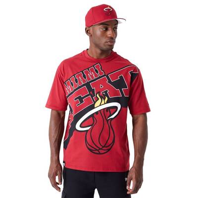 New Era koszulka męska NBA Large Wordmark Miami Heat Oversized T-Shirt red