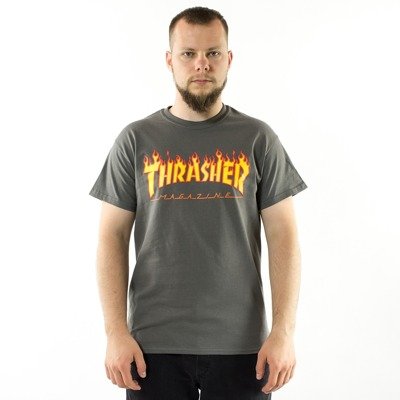 Thrasher Koszulka męska t-shirt Flame Logo charcoal 