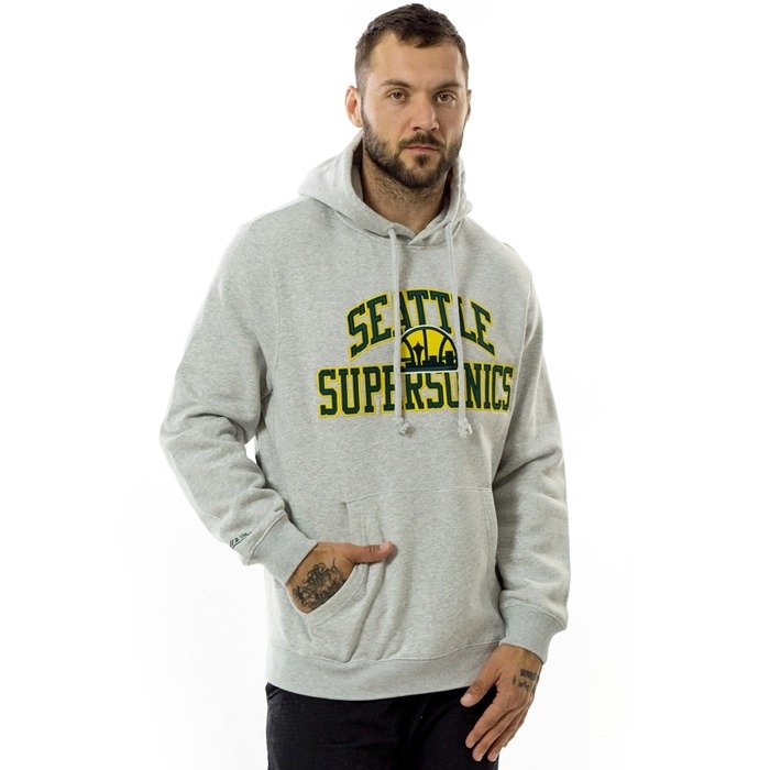 Bluza męska Mitchell and Ness hoody Playoff Win Hoody Seattle SuperSonics light grey heather