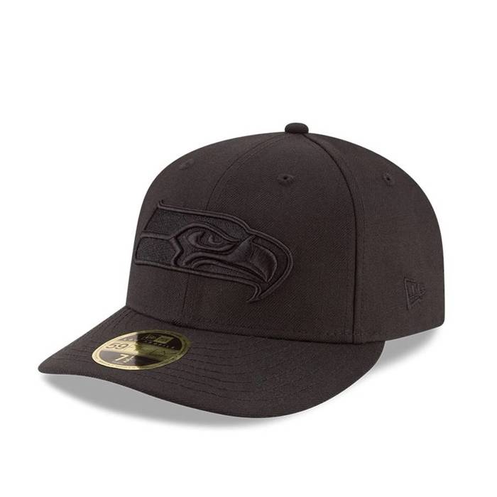 Czapka z daszkiem New Era fitted cap 59FIFTY Black on Black NFL Seatlle Seahawks black