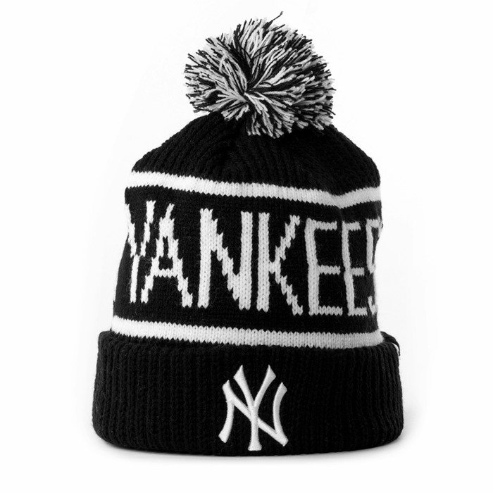 Czapka zimowa 47 beanie Pom Pom New York Yankees black / white