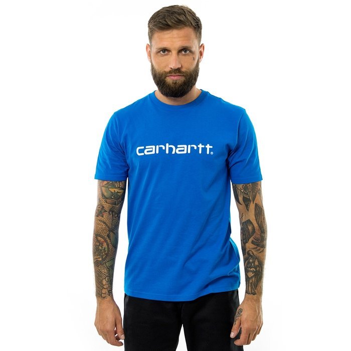Koszulka męska Carhartt WIP t-shirt Script azzurro / white