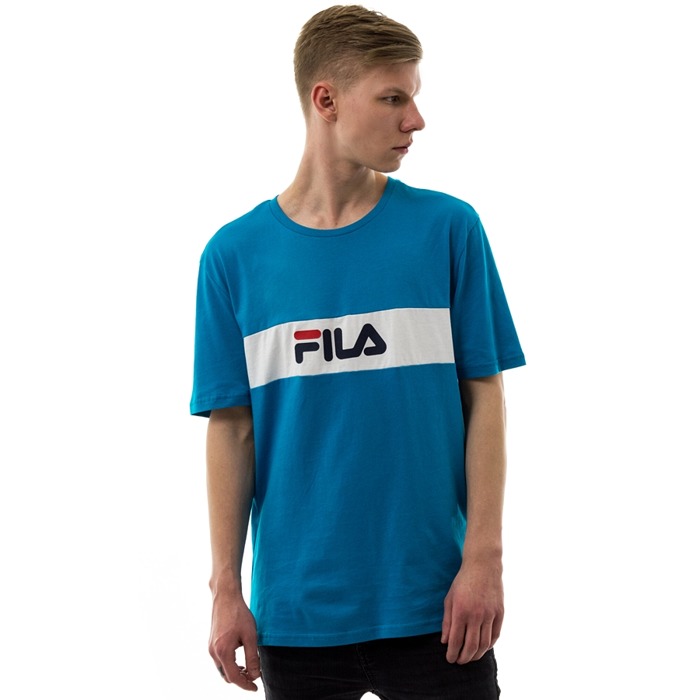 Koszulka męska FILA t-shirt Nolan Dropped Sholuder caribbean sea / bright white
