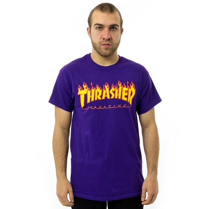 Koszulka męska Thrasher t-shirt Flame Logo purple N