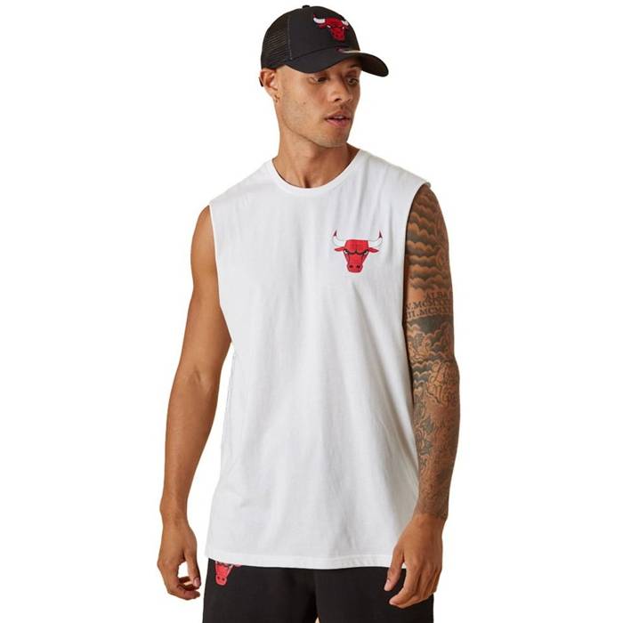 New Era koszulka męska tank top NBA Logo Taping Slees Chicago Bulls white
