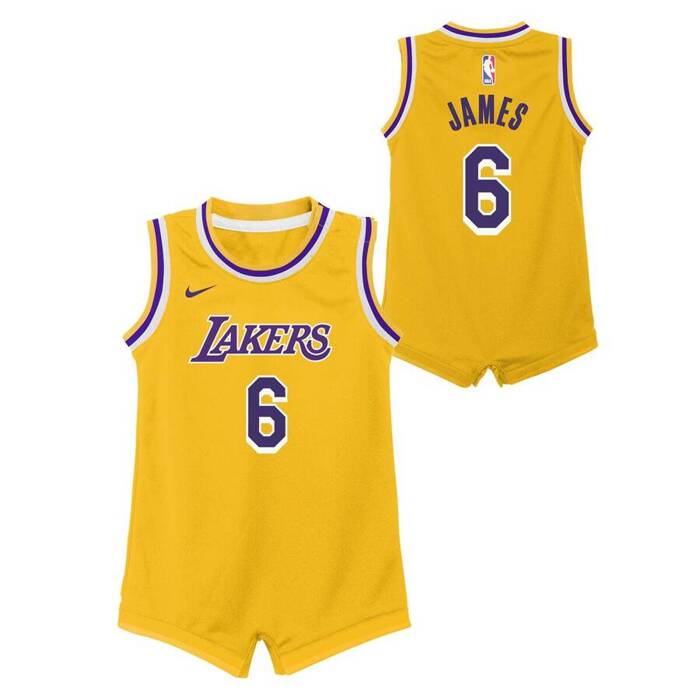 Nike koszulka dziecięca Boys Replica Onesie Jersey NBA Los Angeles Lakers Lebron James No. 6 yellow (EZ2I1BZ0P-LAK06)