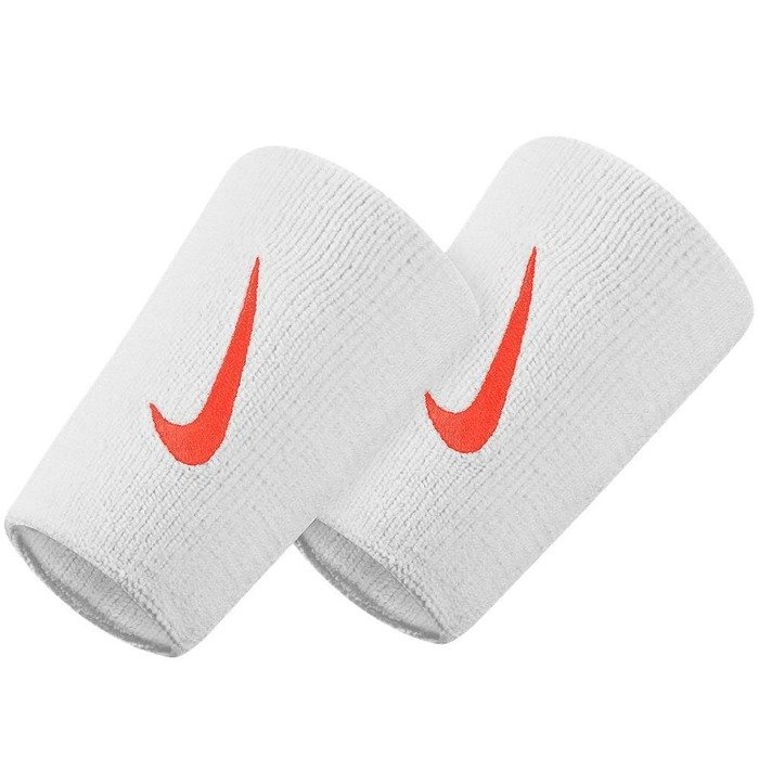 Opaski na rękę Nike Dri-Fit Doublewide Wristbands 2.0 white / hyper orange (NNN51-155)