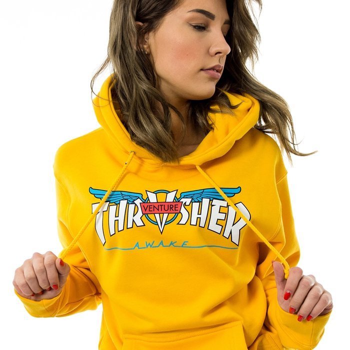 Thrasher x Venture Bluza damska z kapturem hoody Collab Gold